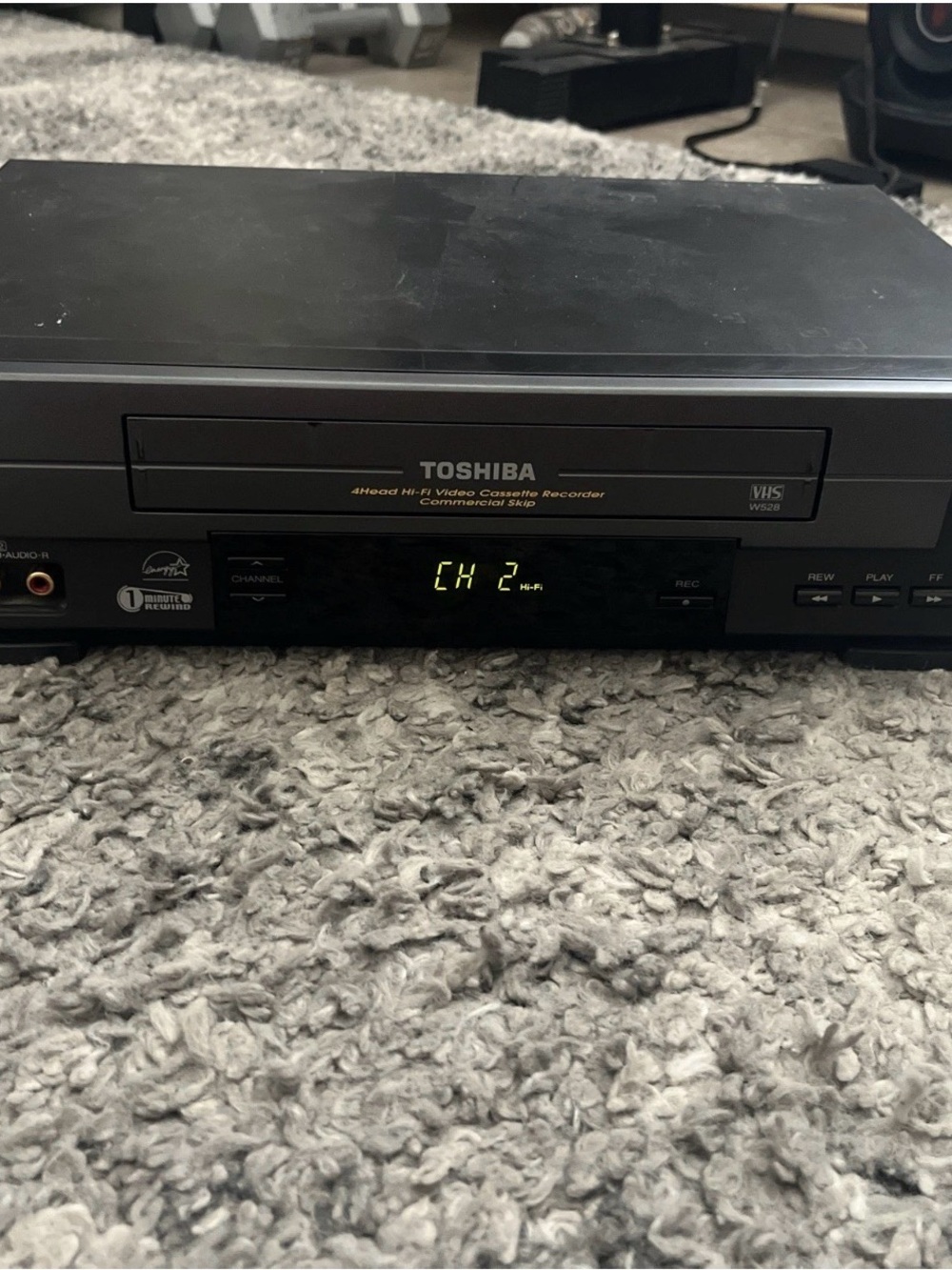 Toshiba black VHS VCR Recorder with LED Channel Display